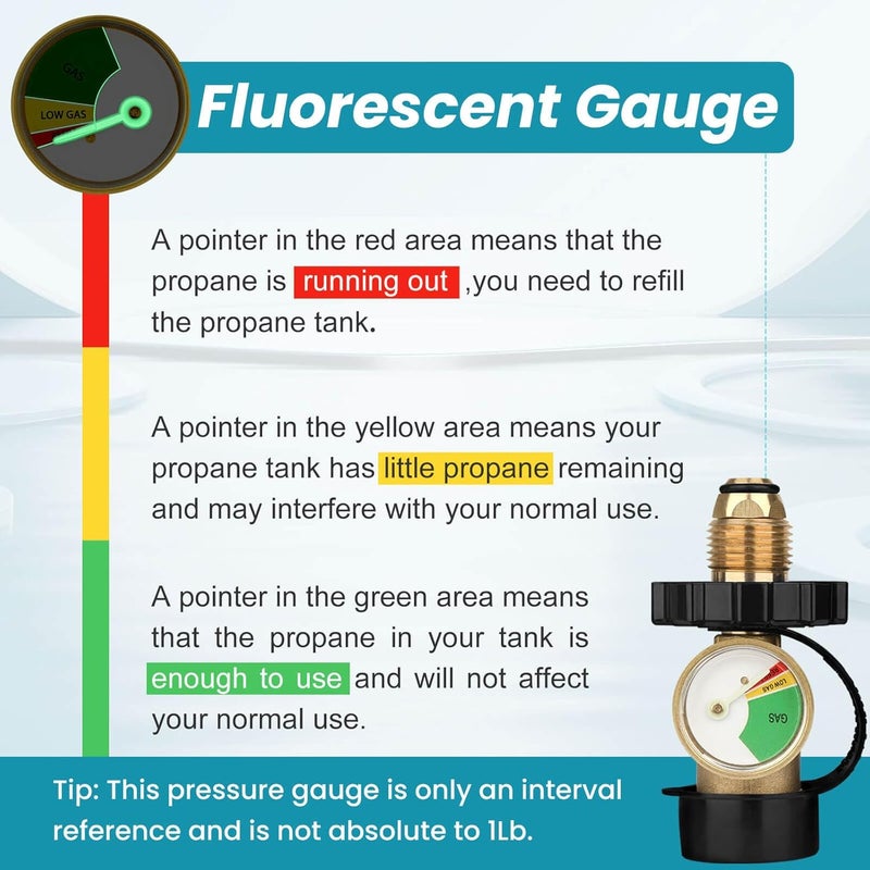 Aekops 100 lb Propane Tank Adapter, Propane Gauge for 100 lb Propane Tank, Universal Fit Pol to Qcc1 Propane Tank Adapter Converts Pol to Qcc1 / Type 1 - Old to New Connection Type, Solid Brass (1PC) - Image 4